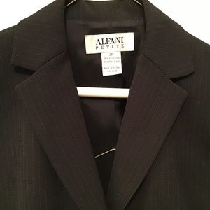 Alfani women’s suit with slacks. soft black pinstripe